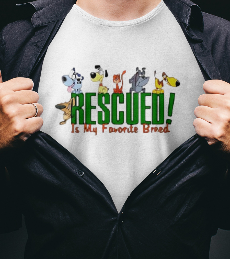 Rescued Is My Favorite Breed Cartoon Dogs Together T-Shirt