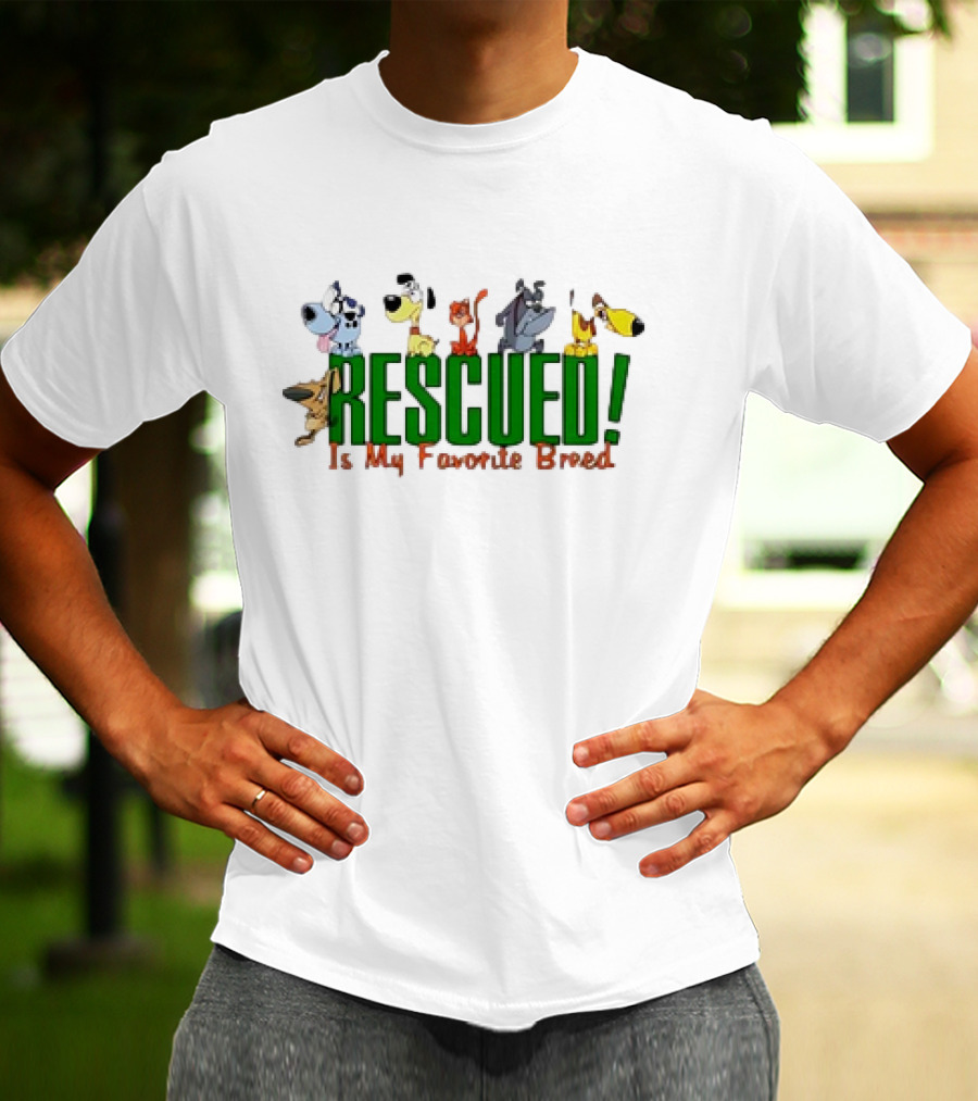 Rescued Is My Favorite Breed Cartoon Dogs Together T-Shirt