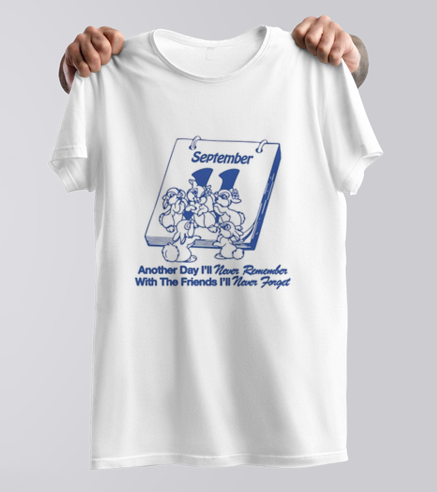 September 11 Calendar Imagery With Cartoon Rabbits And Friendship T-Shirt