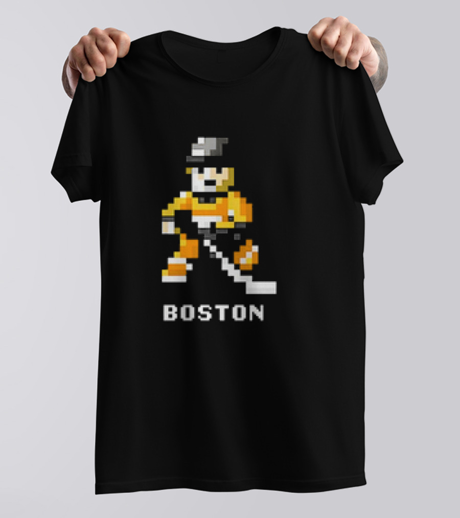 Boston Pixelated Hockey Player T-Shirt