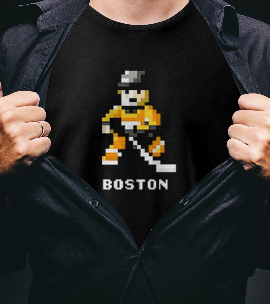 Boston Pixelated Hockey Player T-Shirt