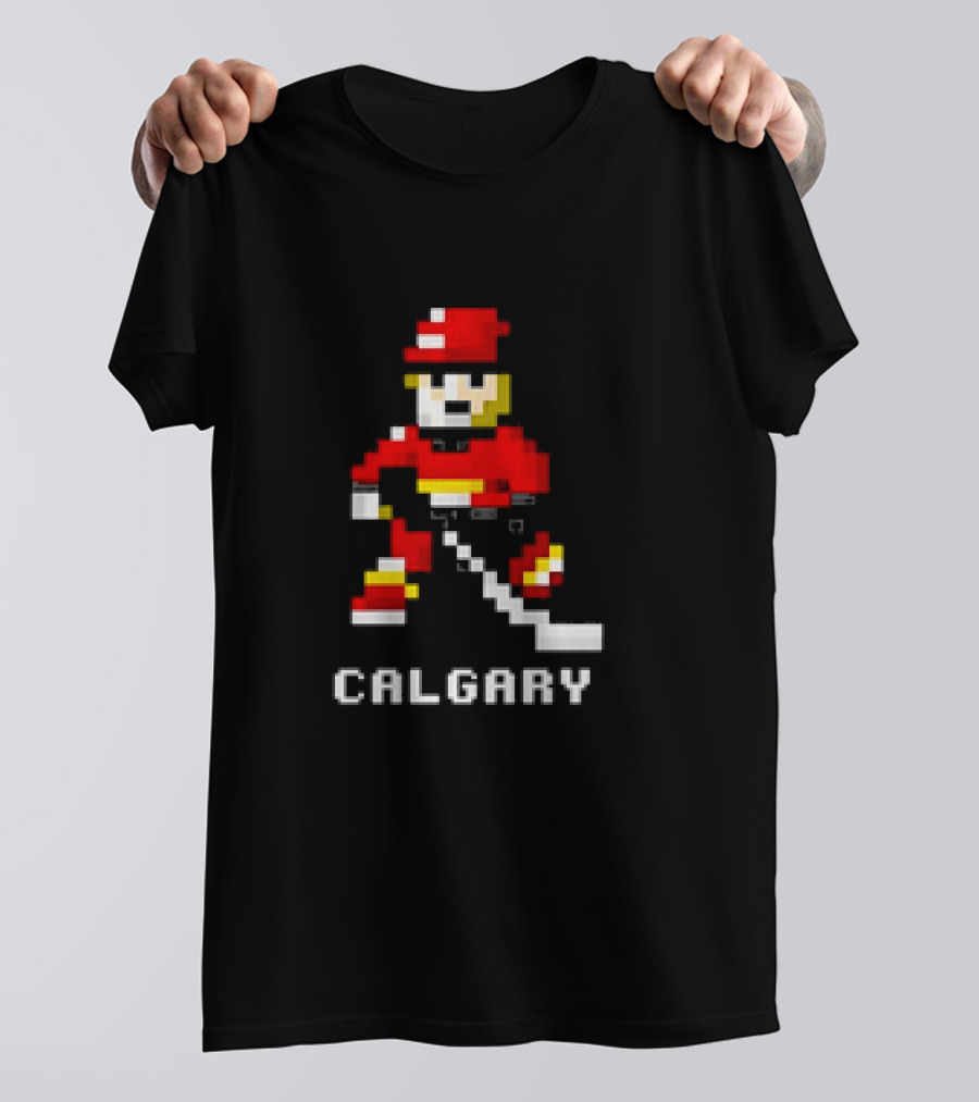 Calgary Hockey Pixelated Player T-Shirt