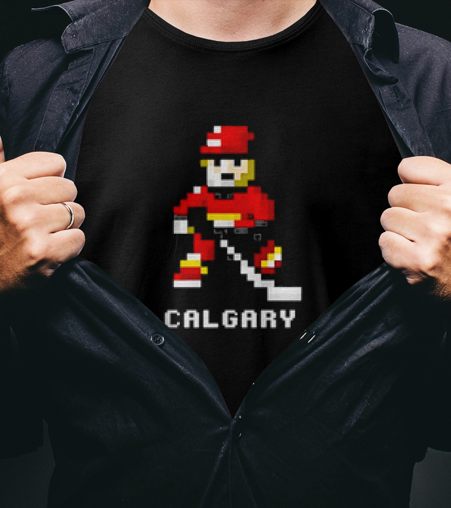 Calgary Hockey Pixelated Player T-Shirt