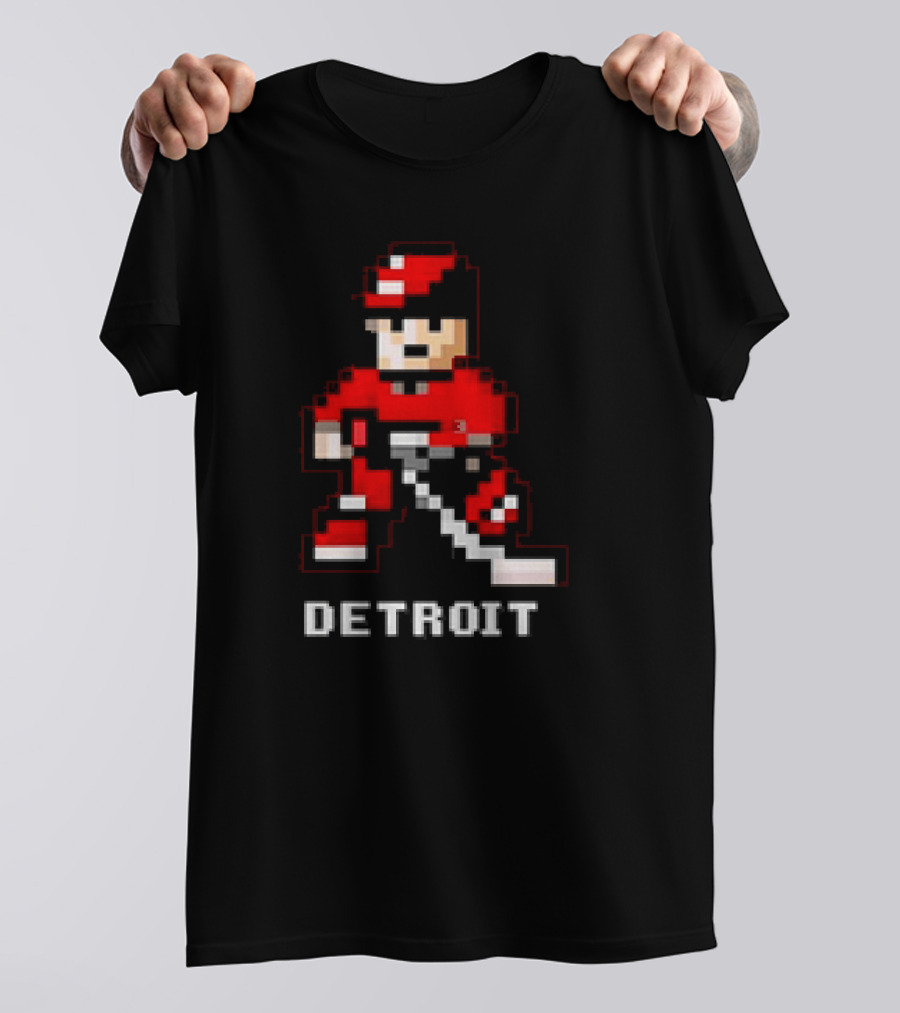 Detroit 8-Bit Hockey Player T-Shirt