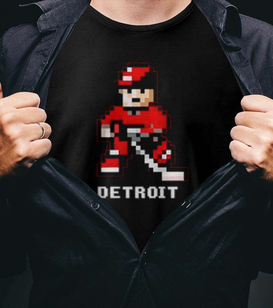 Detroit 8-Bit Hockey Player T-Shirt