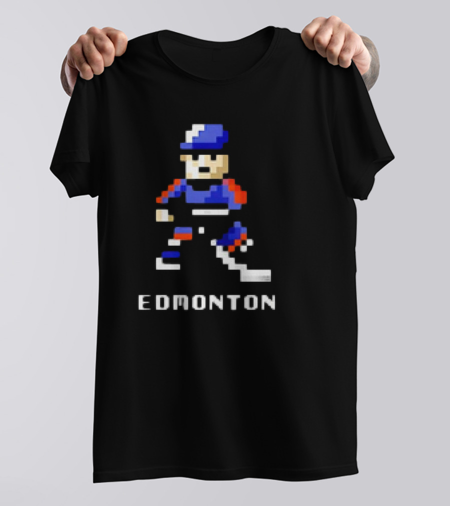 Edmonton Hockey 8-Bit Pixelated Player T-Shirt