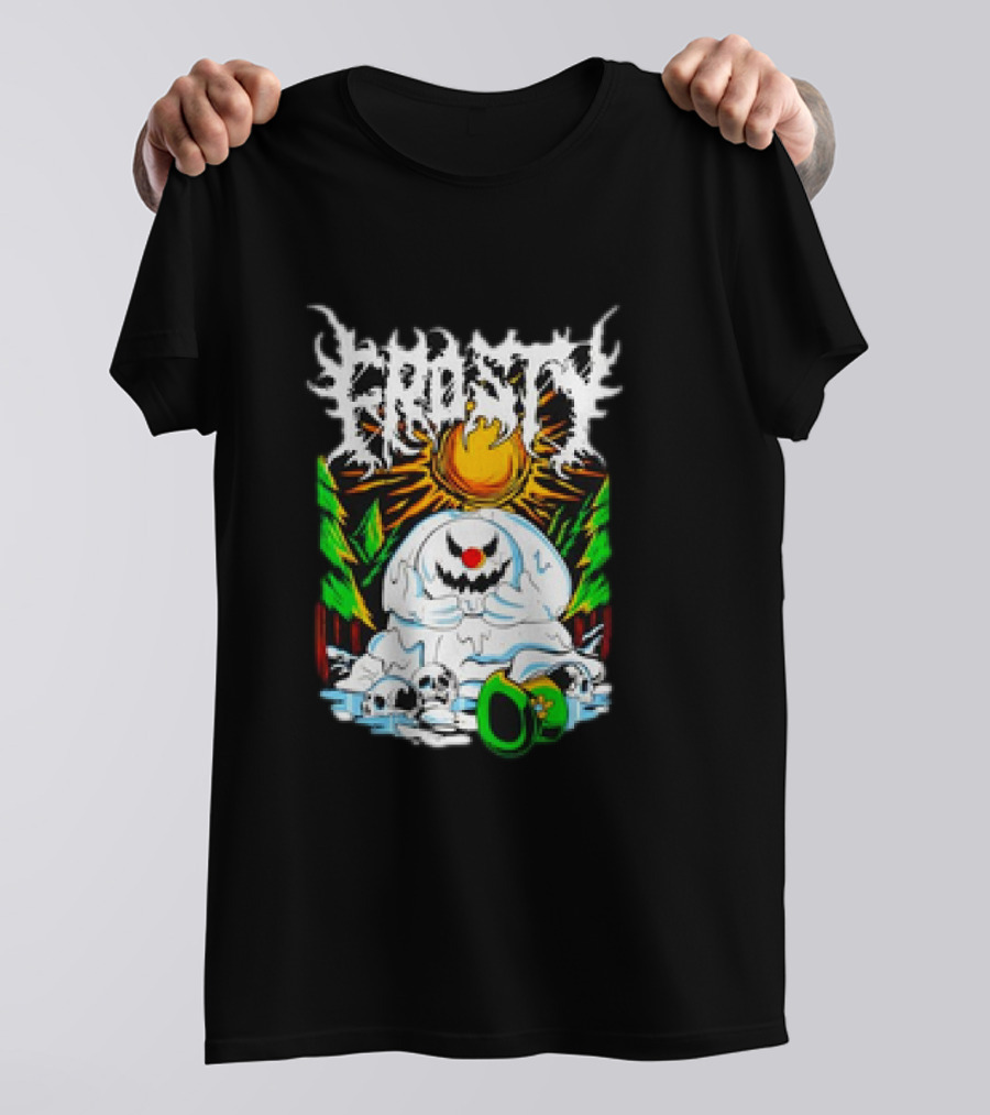 Frosty Melting Under The Sun With Skulls And Pine Trees T-Shirt
