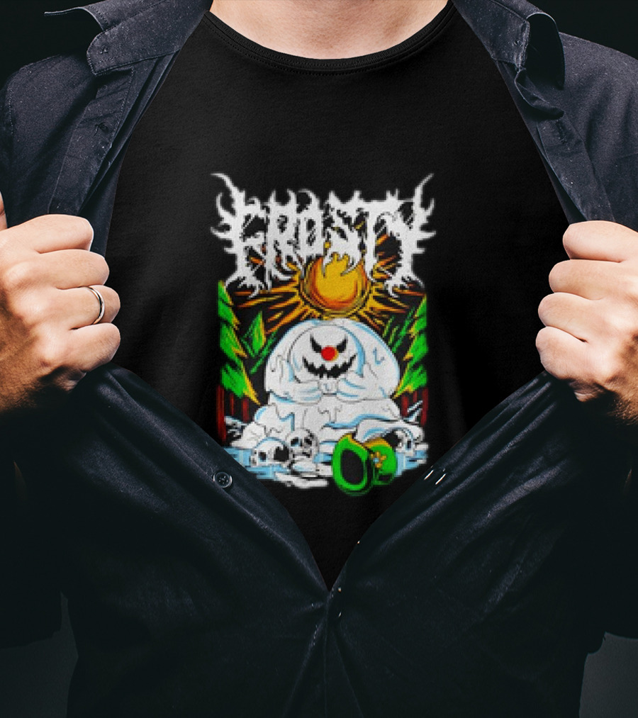 Frosty Melting Under The Sun With Skulls And Pine Trees T-Shirt