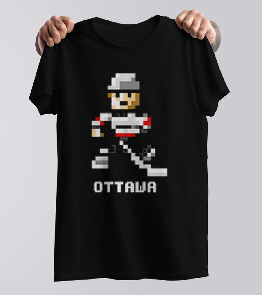 Ottawa 8-Bit Hockey Player Pixel T-Shirt