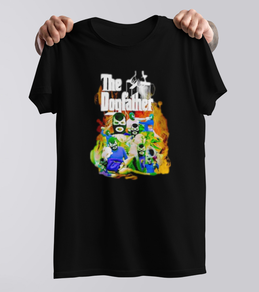 The Dogfather Powerfish Masked Characters In Colorful Scene T-Shirt