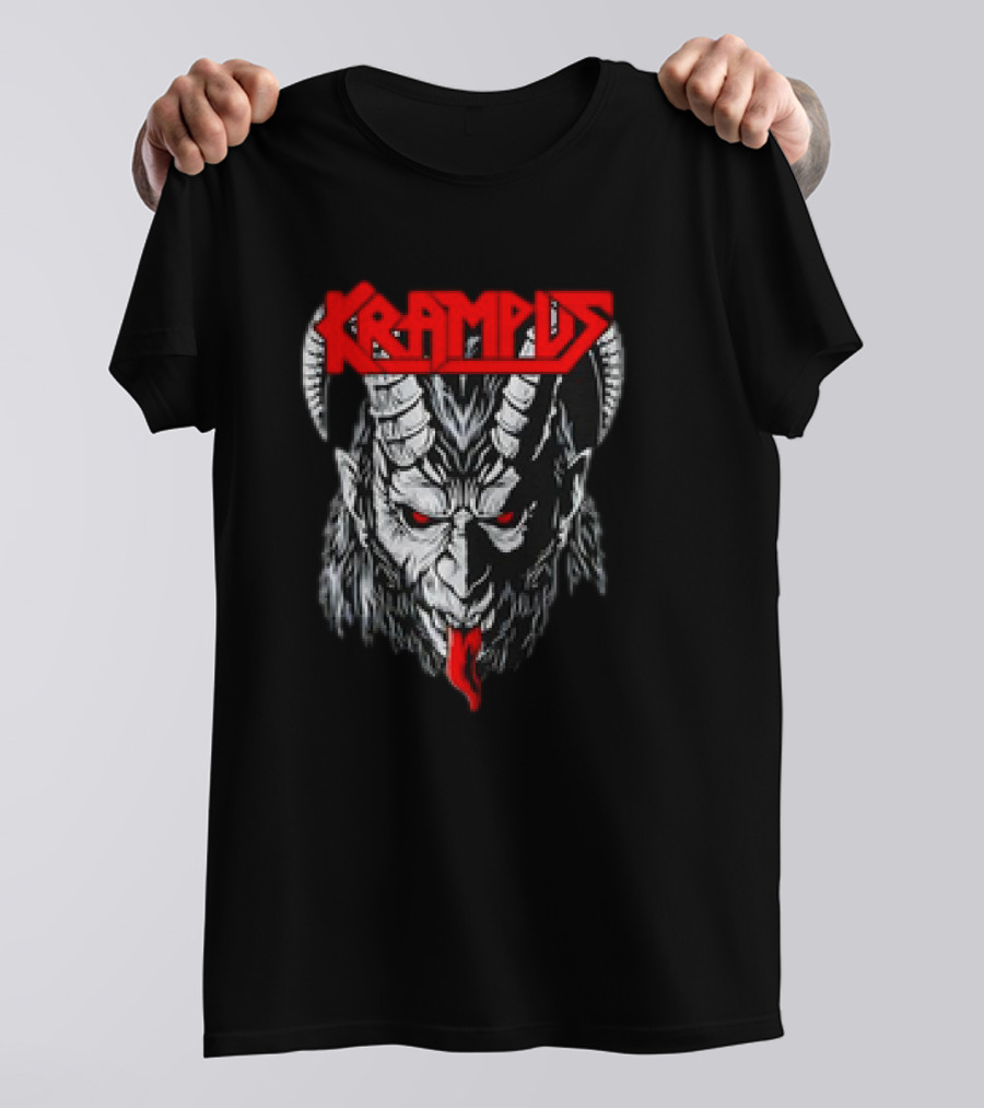 Scerry Krampus Christmas Krampus Horned Demon Face T-Shirt
