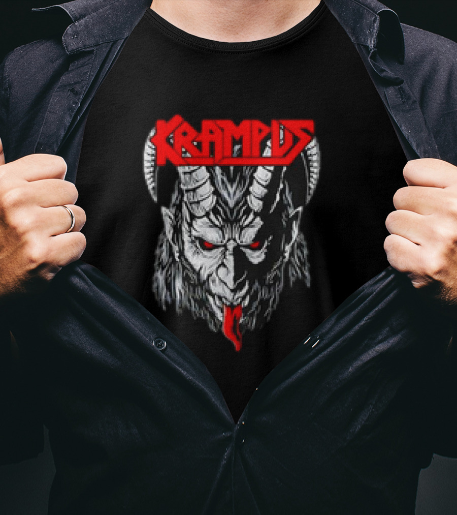 Scerry Krampus Christmas Krampus Horned Demon Face T-Shirt