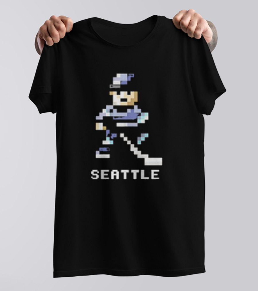 Seattle 8-Bit Hockey Pixel Art Player T-Shirt