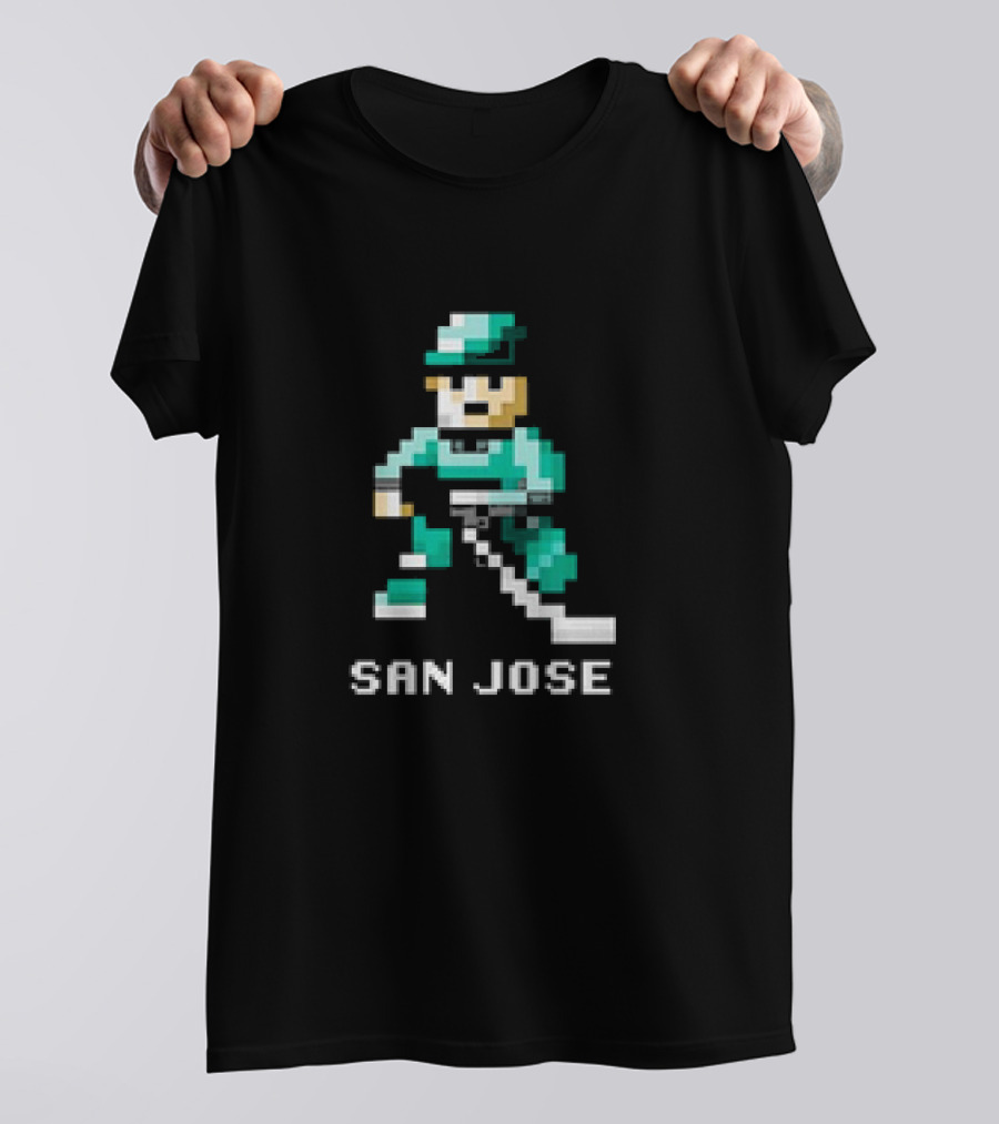 San Jose Hockey 8 Bit Retro Pixel T-Shirt