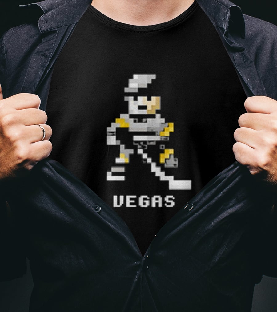 Vegas Retro Pixel Hockey Player T-Shirt