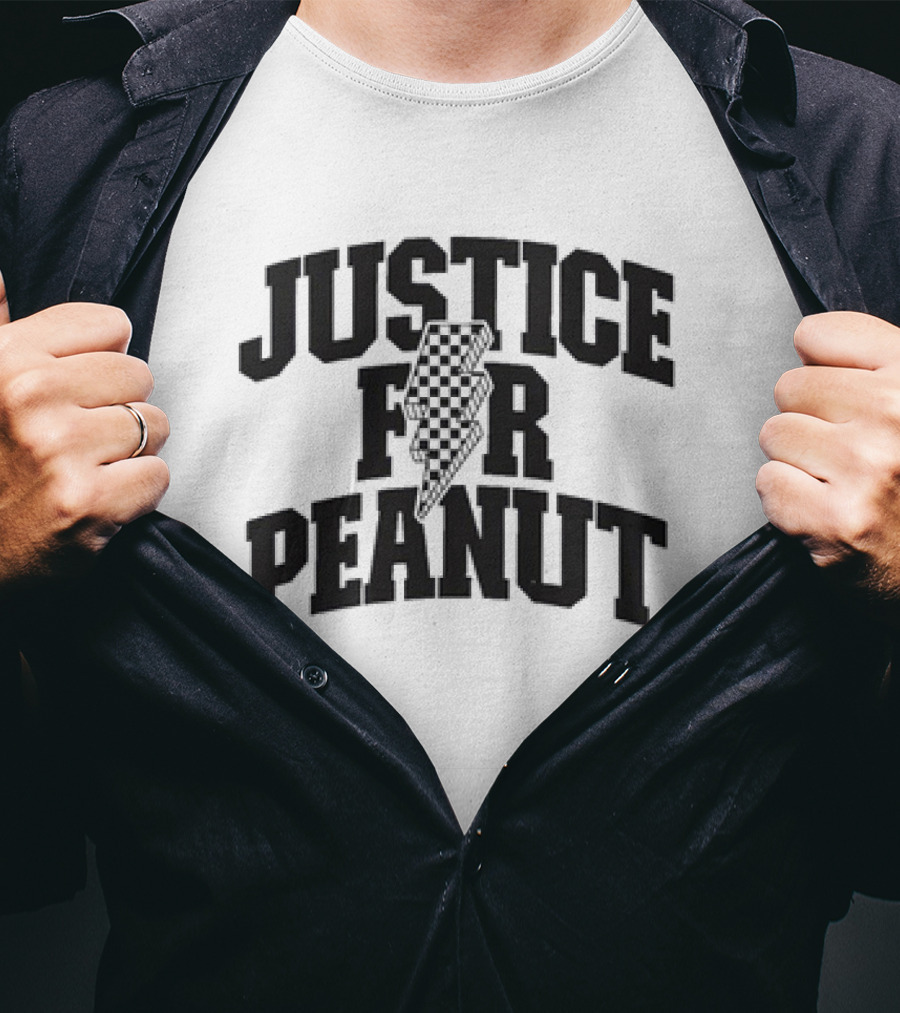 Justice For Peanut Animals Protection Movement With Checkered Bolt T-Shirt