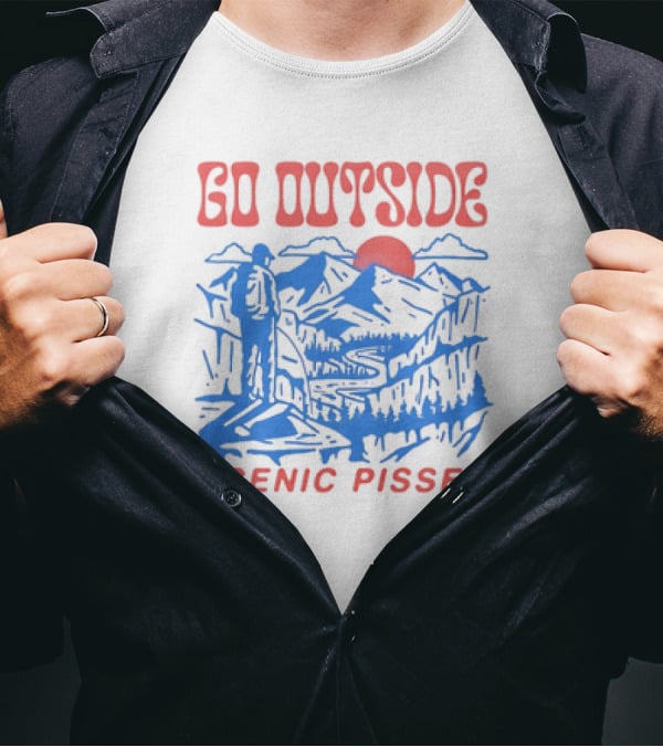 Go Outside Mountain Scenic Pisses T-Shirt