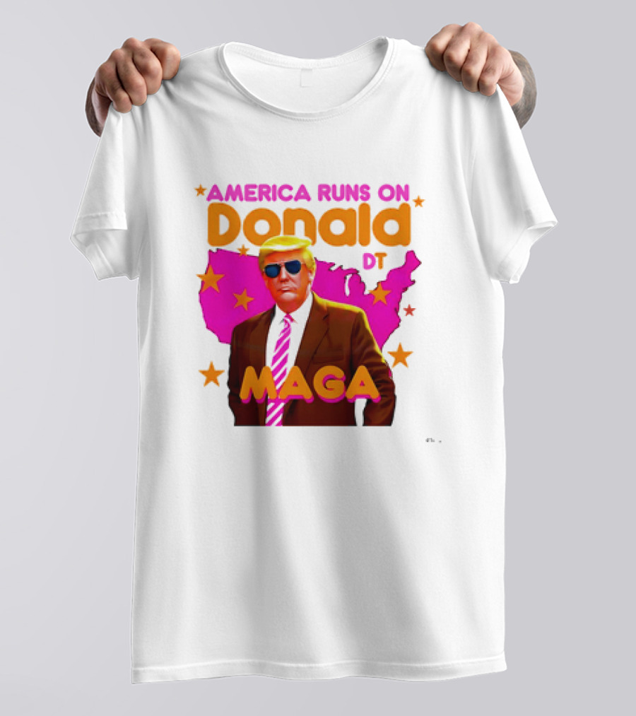 America Runs On Donald DT MAGA With Map And Stars T-Shirt