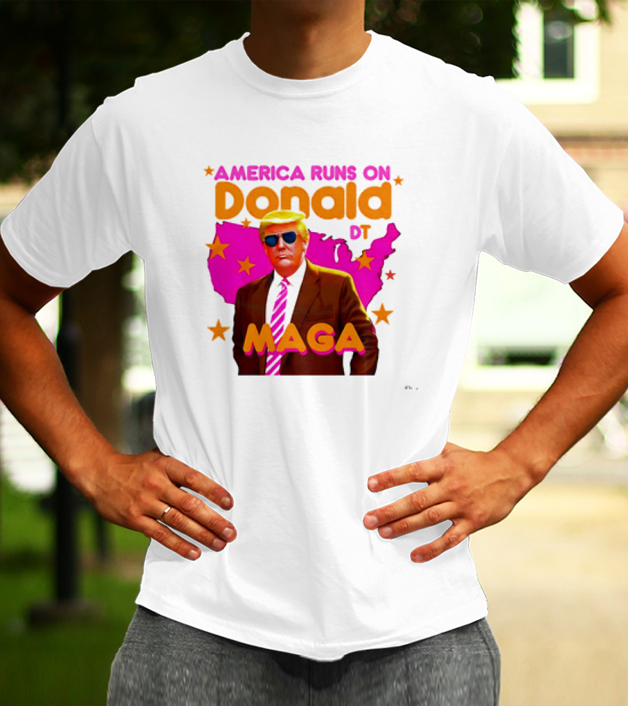 America Runs On Donald DT MAGA With Map And Stars T-Shirt