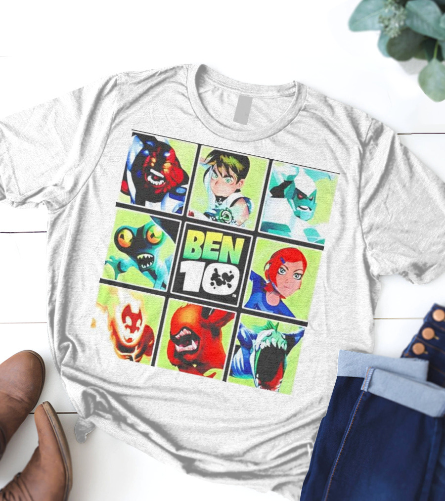Ben 10 Alien Forms Panels Featuring Iconic Characters And Creatures T-Shirt