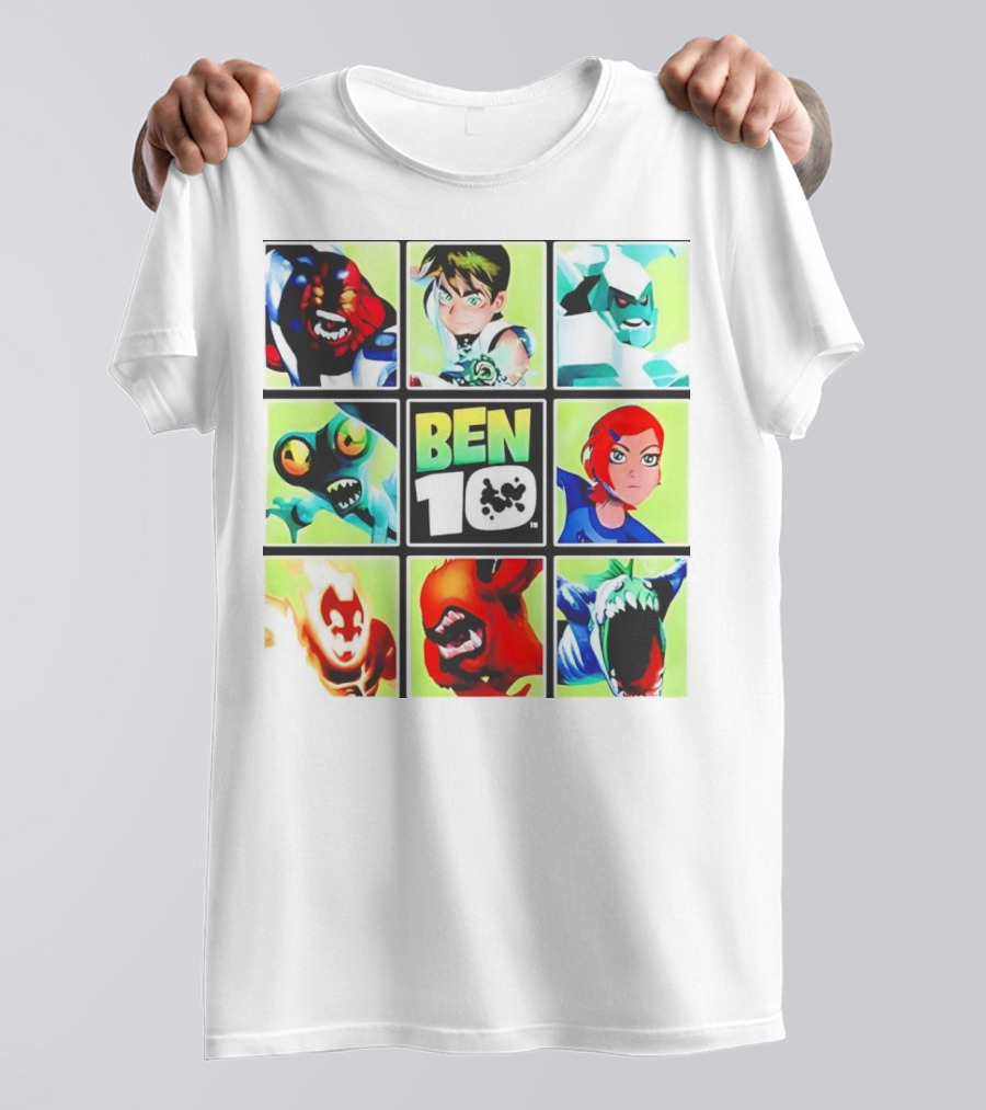 Ben 10 Alien Forms Panels Featuring Iconic Characters And Creatures T-Shirt
