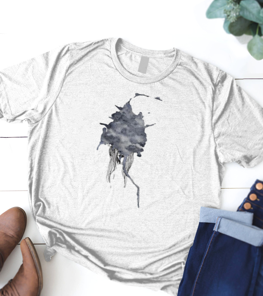 Clouded Classic Abstract Ink And Wash Sky Scene T-Shirt