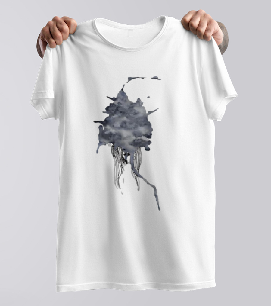 Clouded Classic Abstract Ink And Wash Sky Scene T-Shirt
