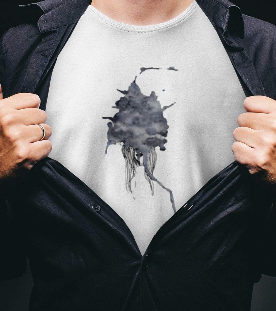 Clouded Classic Abstract Ink And Wash Sky Scene T-Shirt