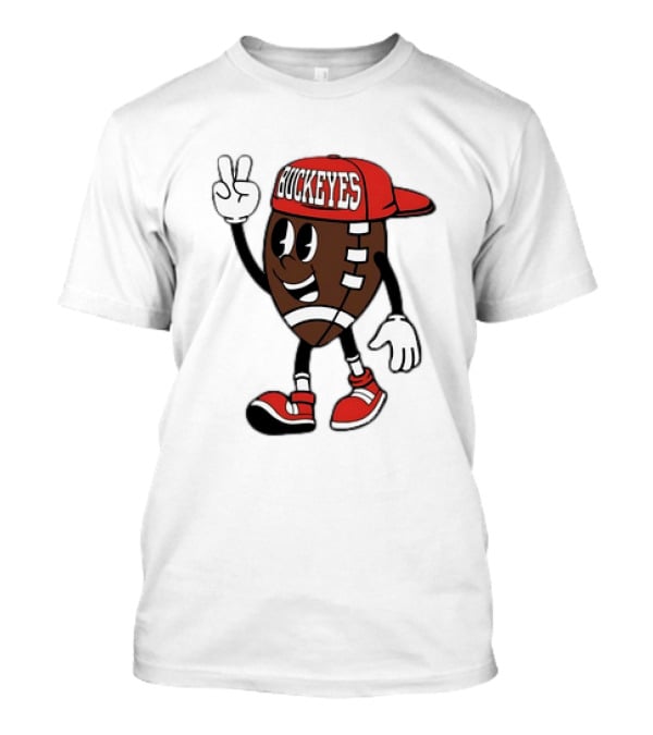 Ohio State Buckeyes Football Cartoon Mascot Peace Sign T-Shirt