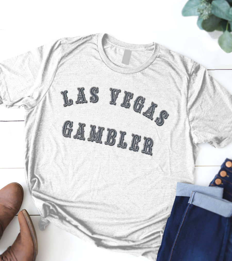 Las Vegas Gambler Vintage Style Typography T-Shirt
