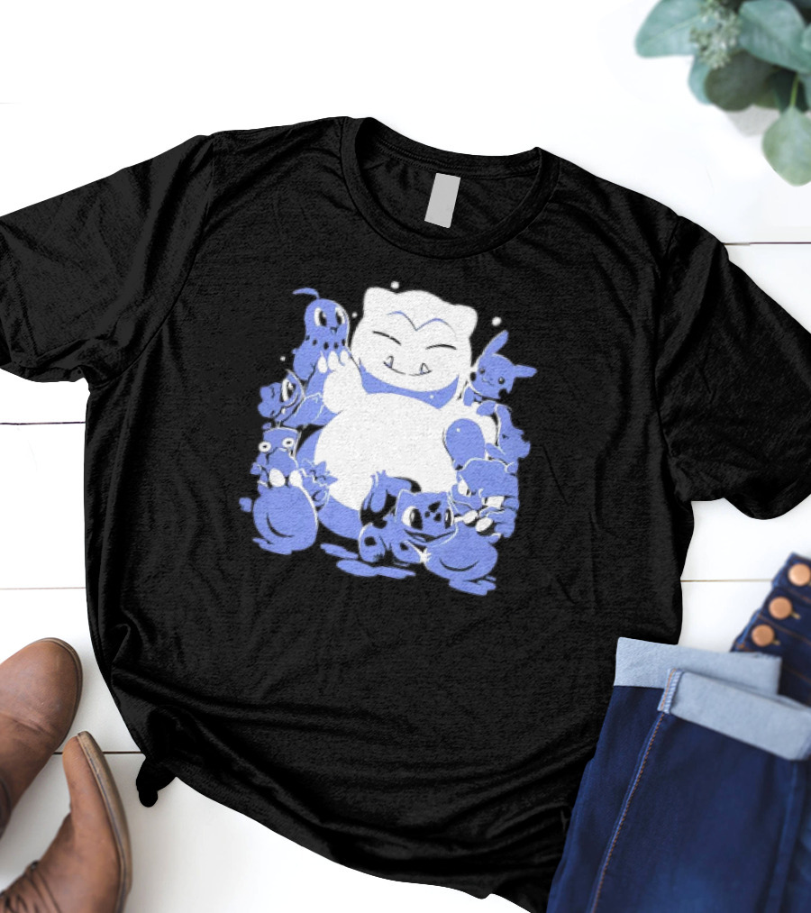 Snorlax Snowman Surrounded By Pokémon Snowlaxman T-Shirt
