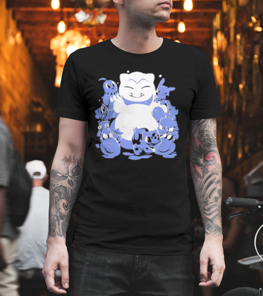 Snorlax Snowman Surrounded By Pokémon Snowlaxman T-Shirt