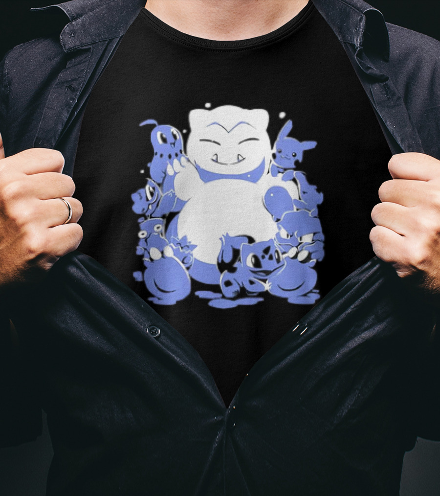 Snorlax Snowman Surrounded By Pokémon Snowlaxman T-Shirt