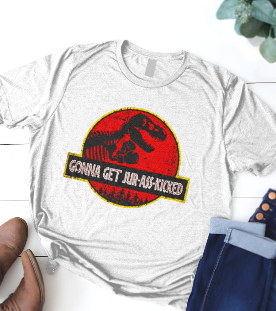 Gonna Get Jur-Ass-Kicked Dinosaur Boxing Red T-Shirt