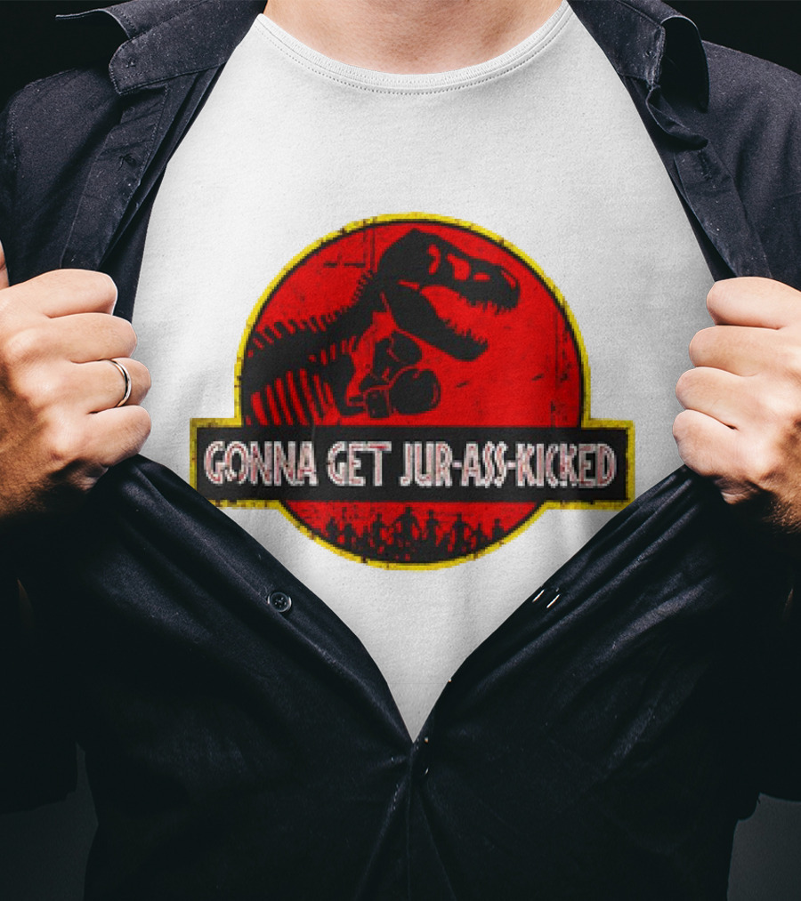 Gonna Get Jur-Ass-Kicked Dinosaur Boxing Red T-Shirt