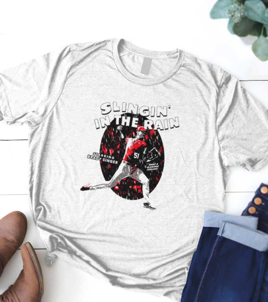 Slingin' In The Rain Starring Brady Singer Major League Royals T-Shirt