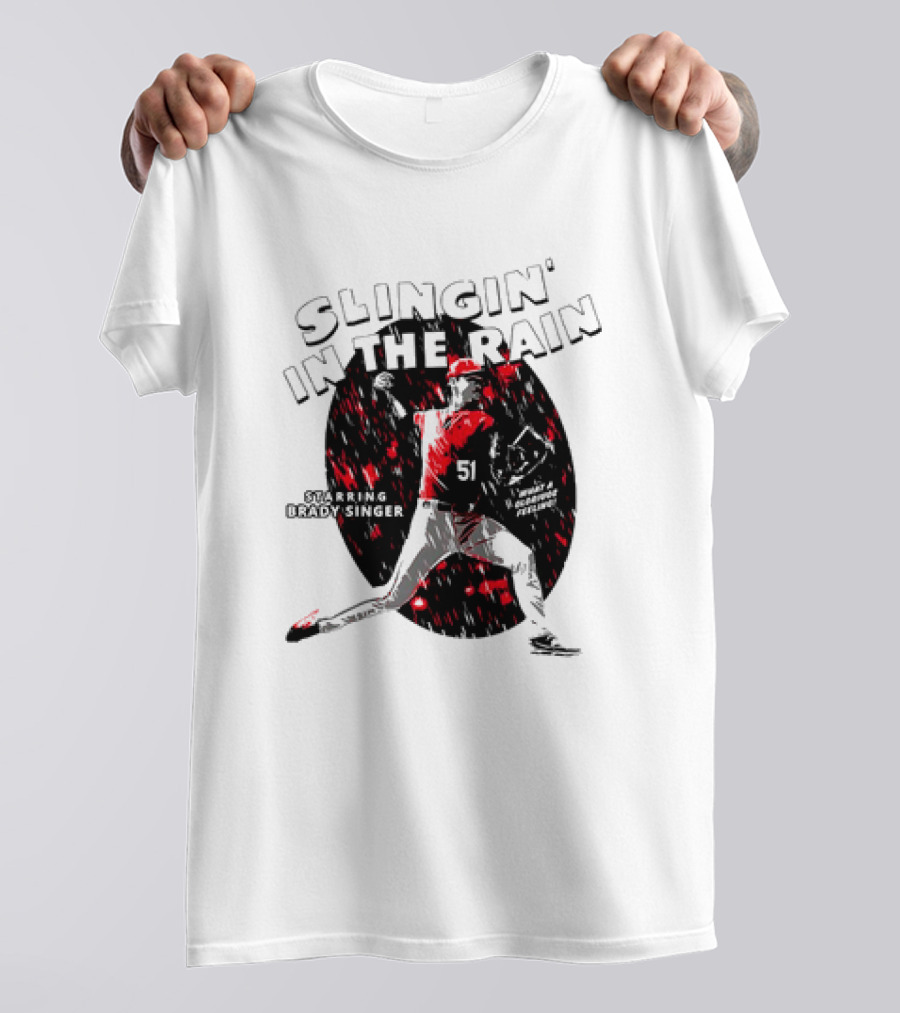 Slingin' In The Rain Starring Brady Singer Major League Royals T-Shirt
