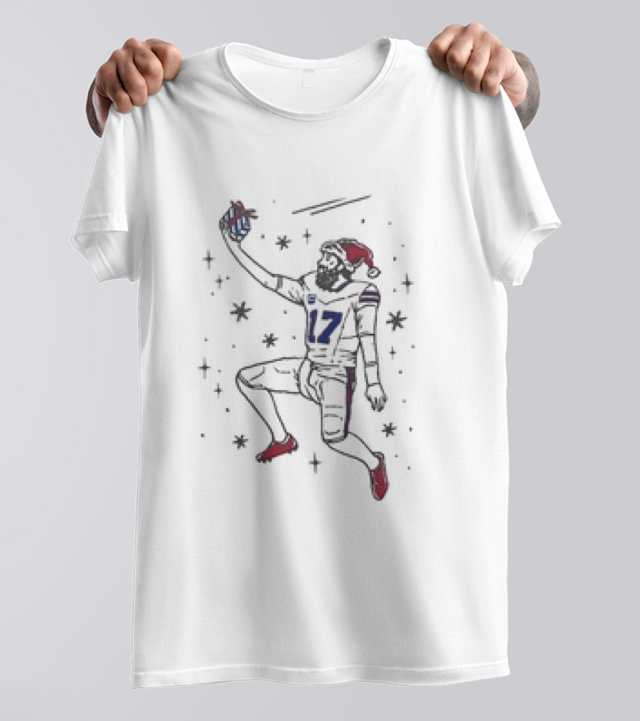 Santa Josh Allen Buffalo Bills Christmas Quarterback Football 17 T-Shirt