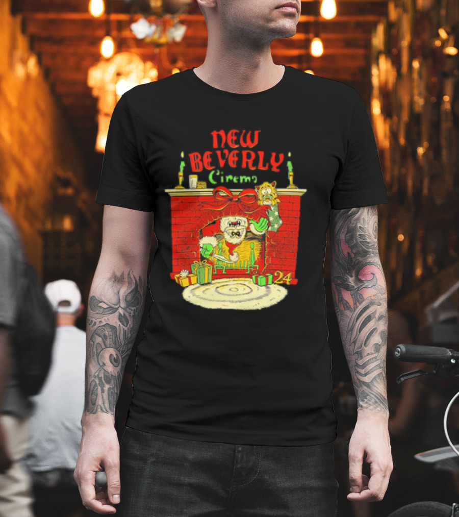 New Beverly Cinema Christmas Horror Santa Fireplace Scene T-Shirt