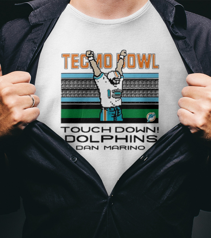 TECMO BOWL TOUCH DOWN DOLPHINS DAN MARINO VINTAGE MIAMI DOLPHINS T-Shirt