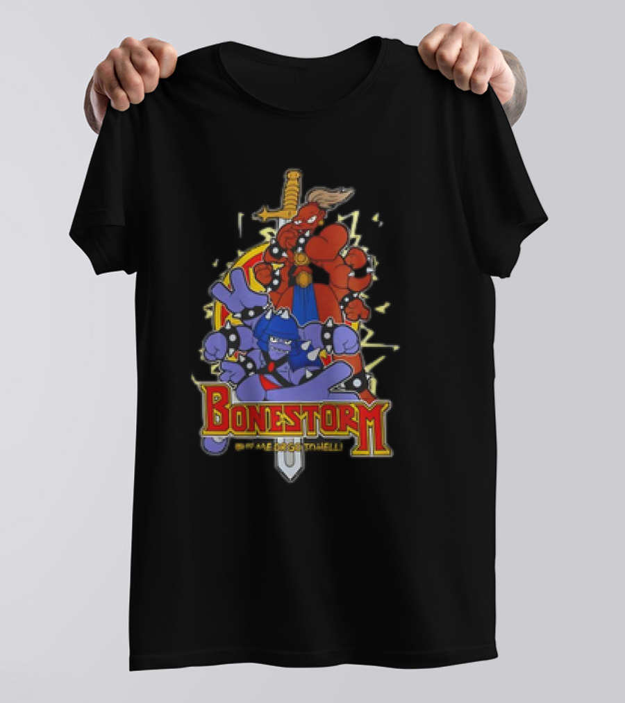 Bonestorm Buy Me Or Go To Hell Sword-Wielding Monsters Action T-Shirt