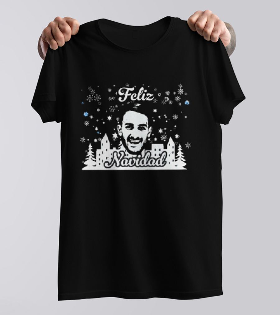 Feliz Navidad Pol Valentin Xmas Christmas Snowflakes Urban Scene T-Shirt