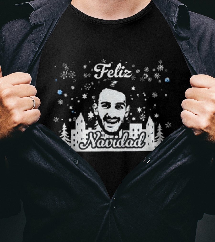 Feliz Navidad Pol Valentin Xmas Christmas Snowflakes Urban Scene T-Shirt