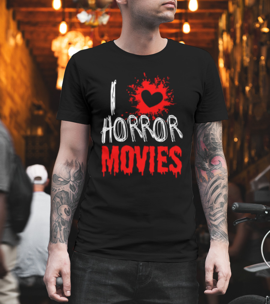 I Heart Horror Movies With Red Splatter T-Shirt