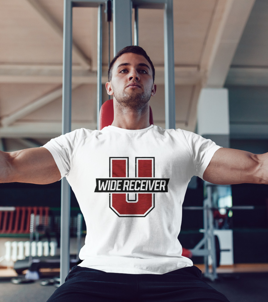 Wide Receiver U Football Inspired Logo Red And Black T-Shirt