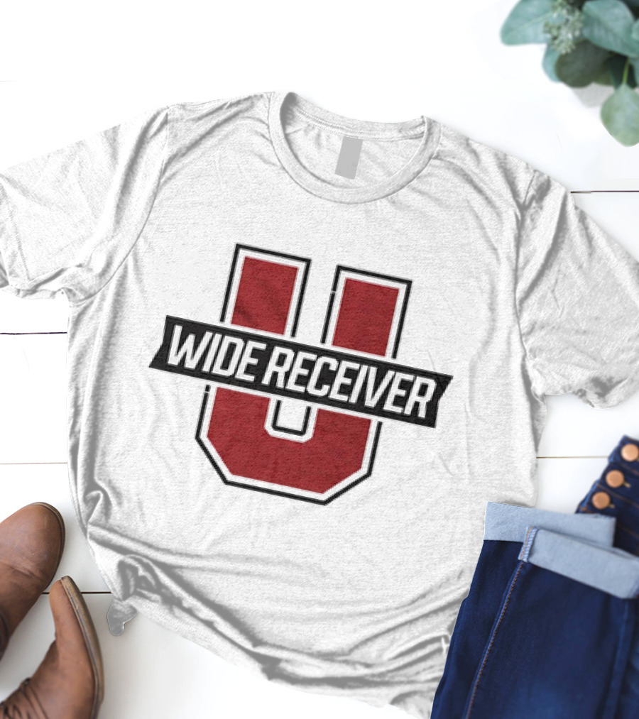 Wide Receiver U Football Inspired Logo Red And Black T-Shirt