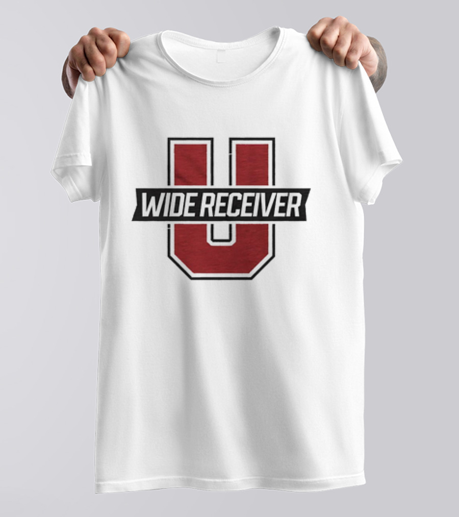Wide Receiver U Football Inspired Logo Red And Black T-Shirt