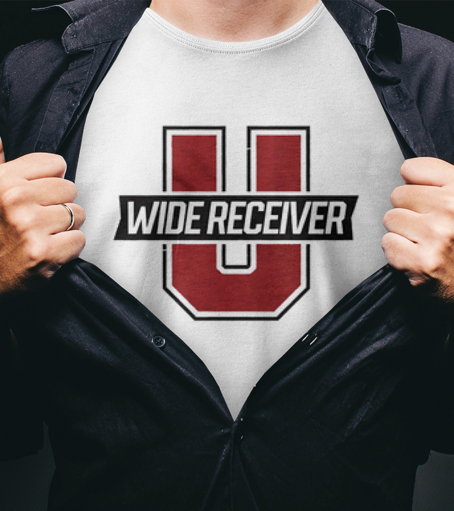 Wide Receiver U Football Inspired Logo Red And Black T-Shirt