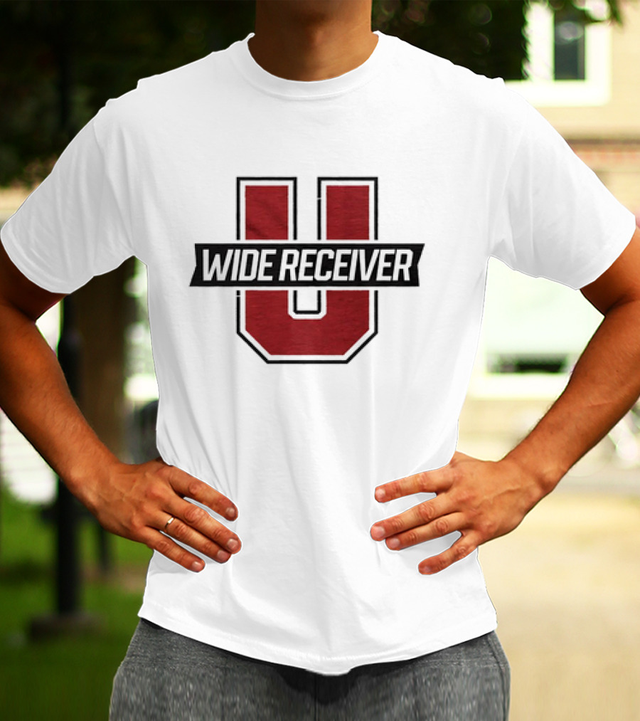 Wide Receiver U Football Inspired Logo Red And Black T-Shirt