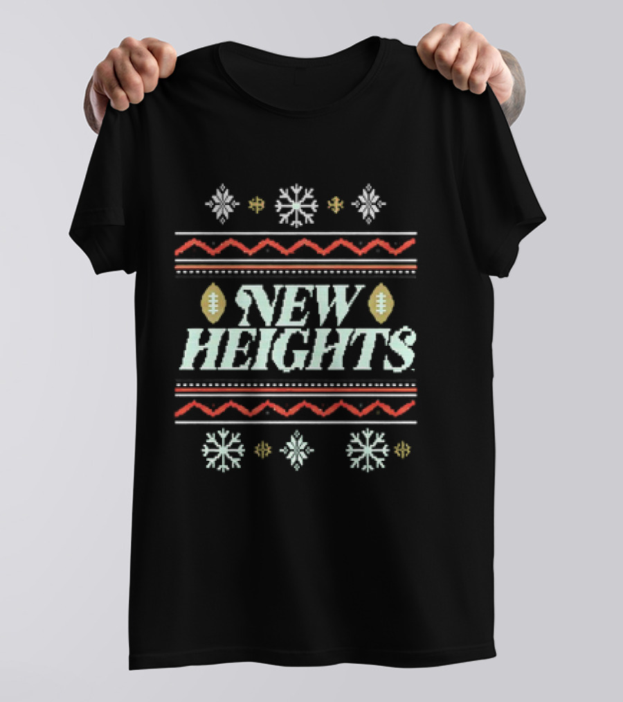 New Heights Football Snowflake Christmas Holiday T-Shirt